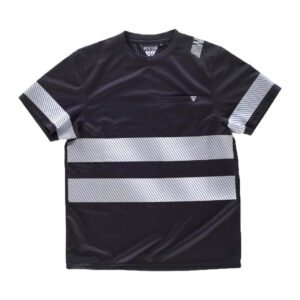 Producto de camiseta de alta visibilidad negra con detalle blanco