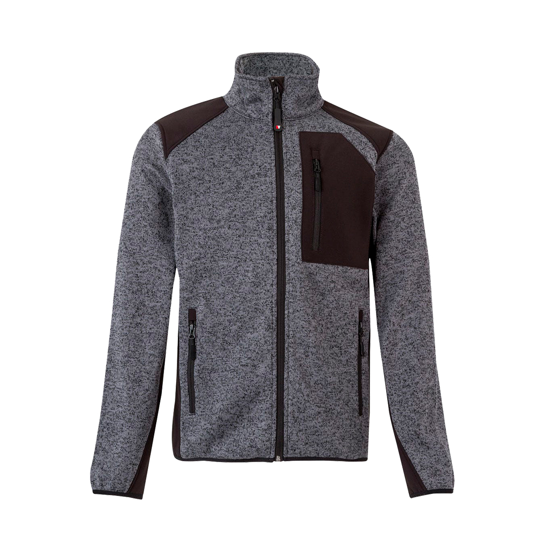 Producto de chaqueta gris con detalle negro para industria base