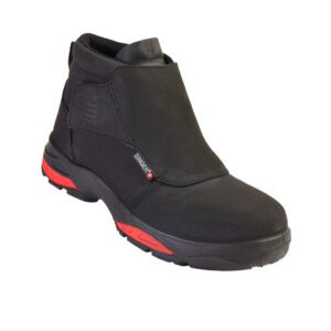 Producto de zapato de seguridad negro con detalle rojo