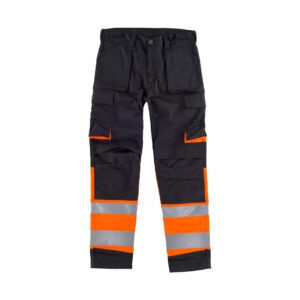 Producto de pantalón de alta visibilidad negro y naranja