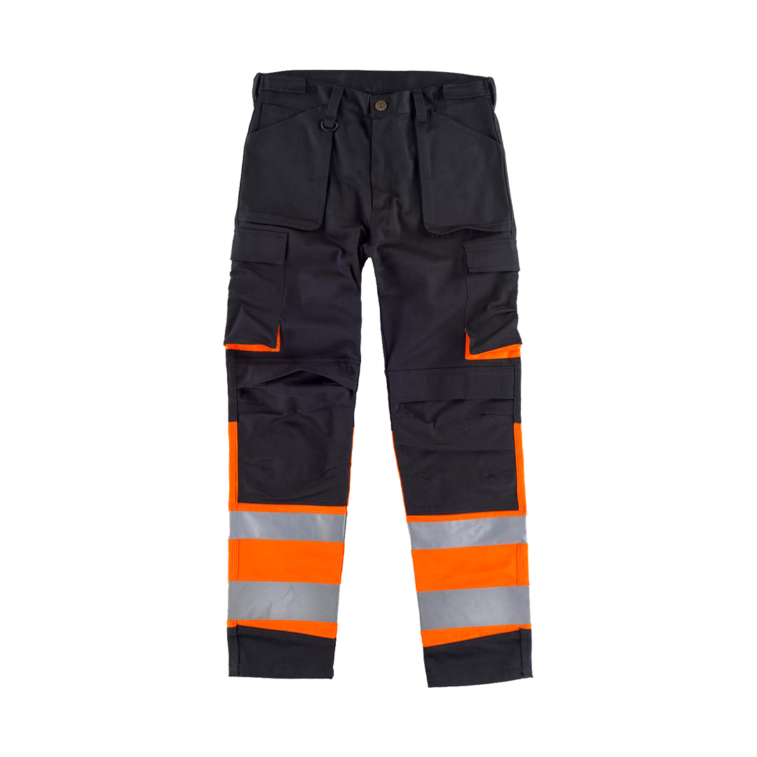 Producto de pantalón de alta visibilidad negro y naranja