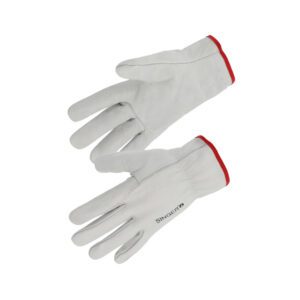 Guantes de protección blancos con detalle rojo para epis